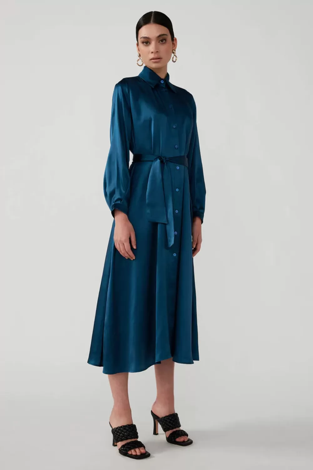 Woman Mastani Dresses | Abeem Shirt Dress In Teal