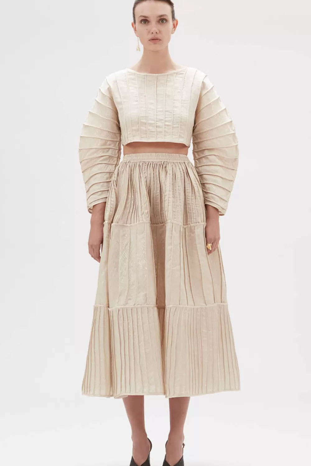 Woman Mastani Skirts | Afaf Handpiped Skirt In Cream