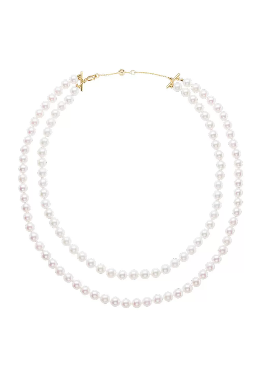 Woman KBH Fine Jewelry | Akoya Double Strand Necklace In Yellow Gold