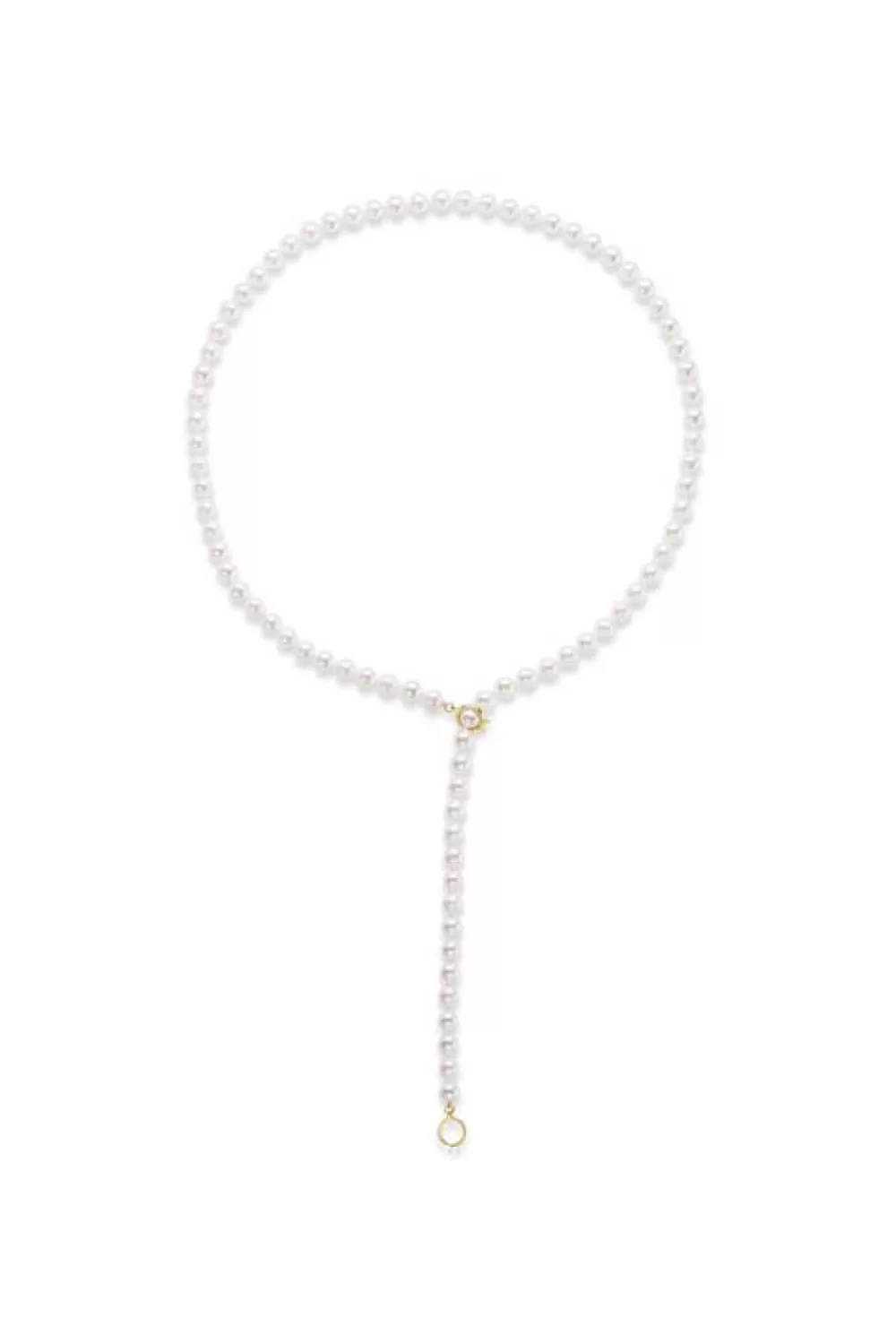 Woman KBH Fine Jewelry | Akoya Pearl Adjustable Lariat Necklace In Yellow Gold
