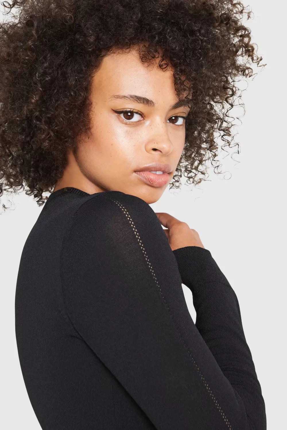 Woman Santicler Knitwear | Amber Crew Neck Viscose Bodysuit In Black