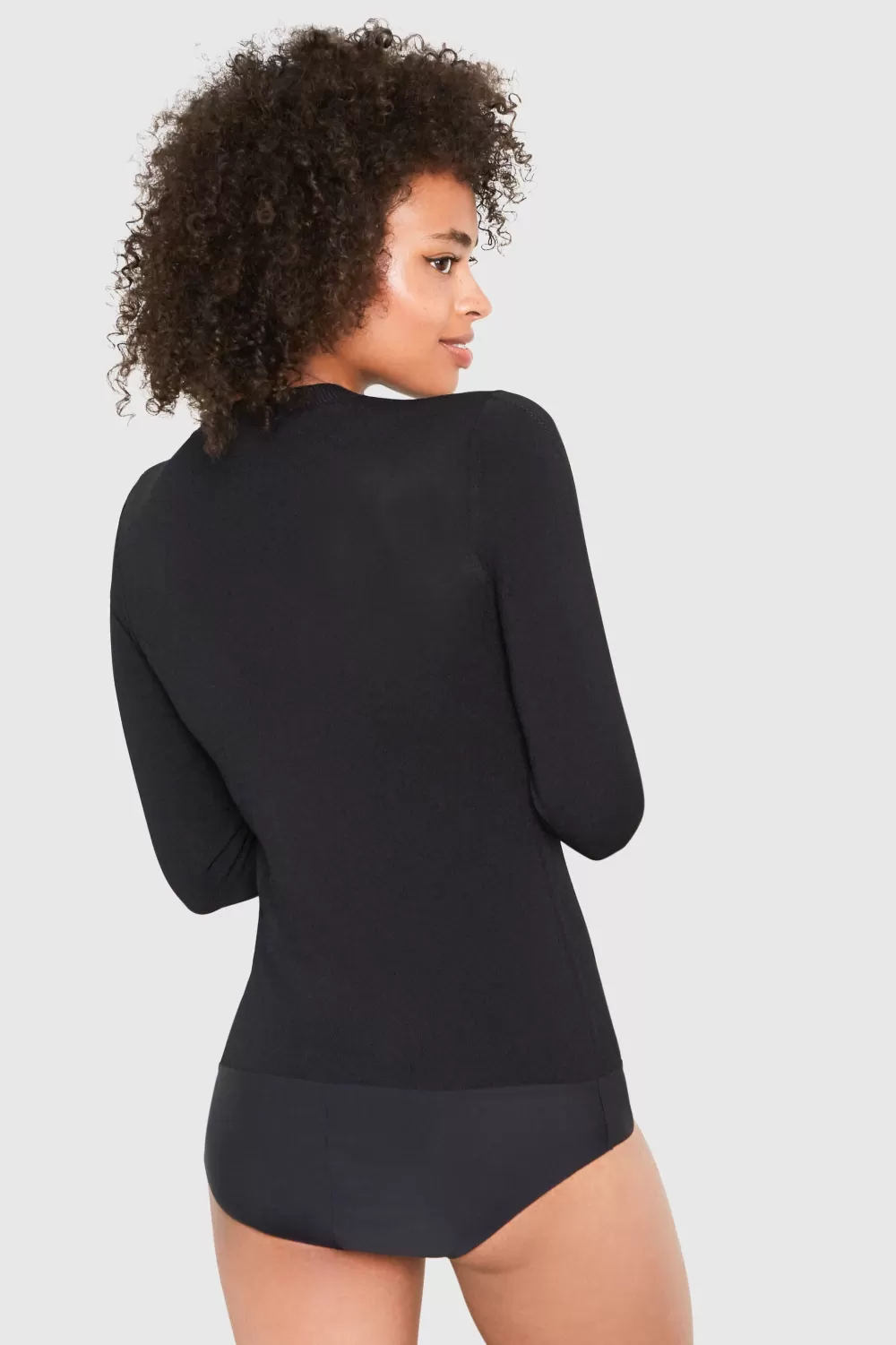 Woman Santicler Knitwear | Amber Crew Neck Viscose Bodysuit In Black