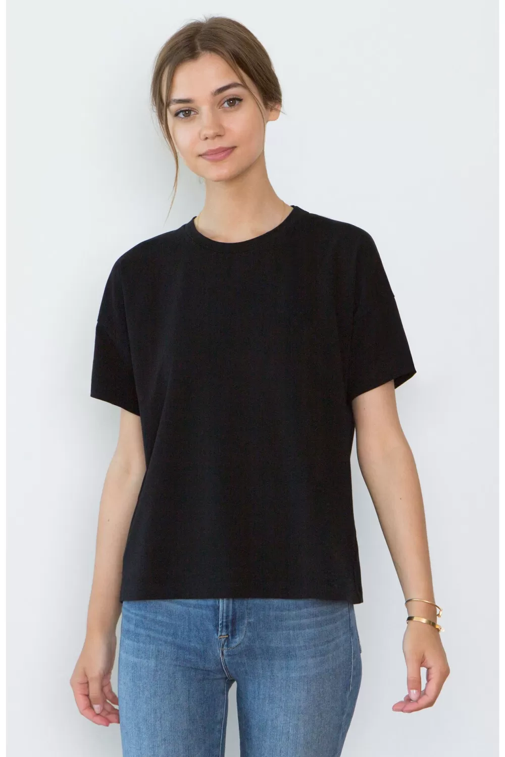 Woman Santicler Tops | Bevin Black Organic Cotton Boyfriend T-Shirt