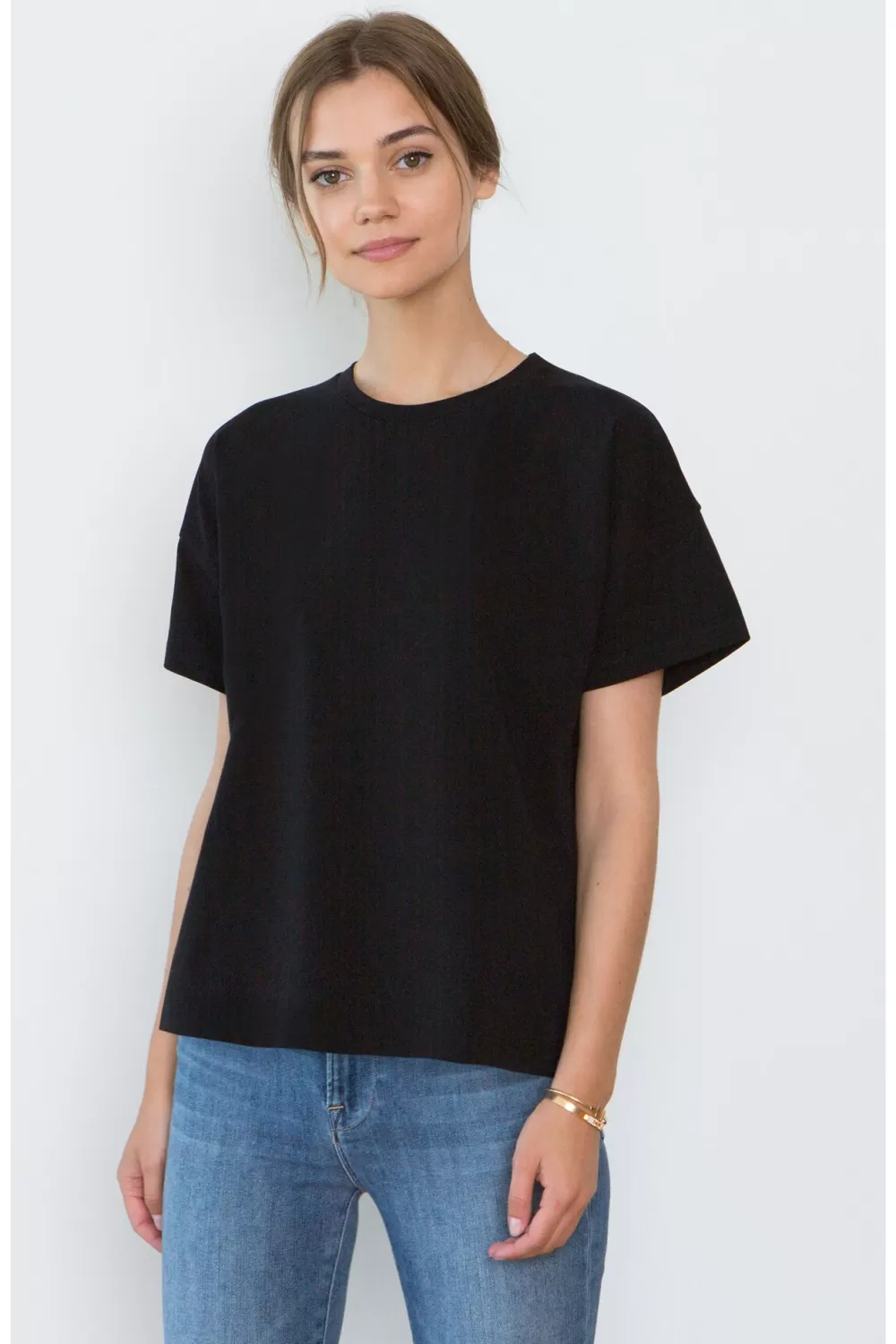 Woman Santicler Tops | Bevin Black Organic Cotton Boyfriend T-Shirt