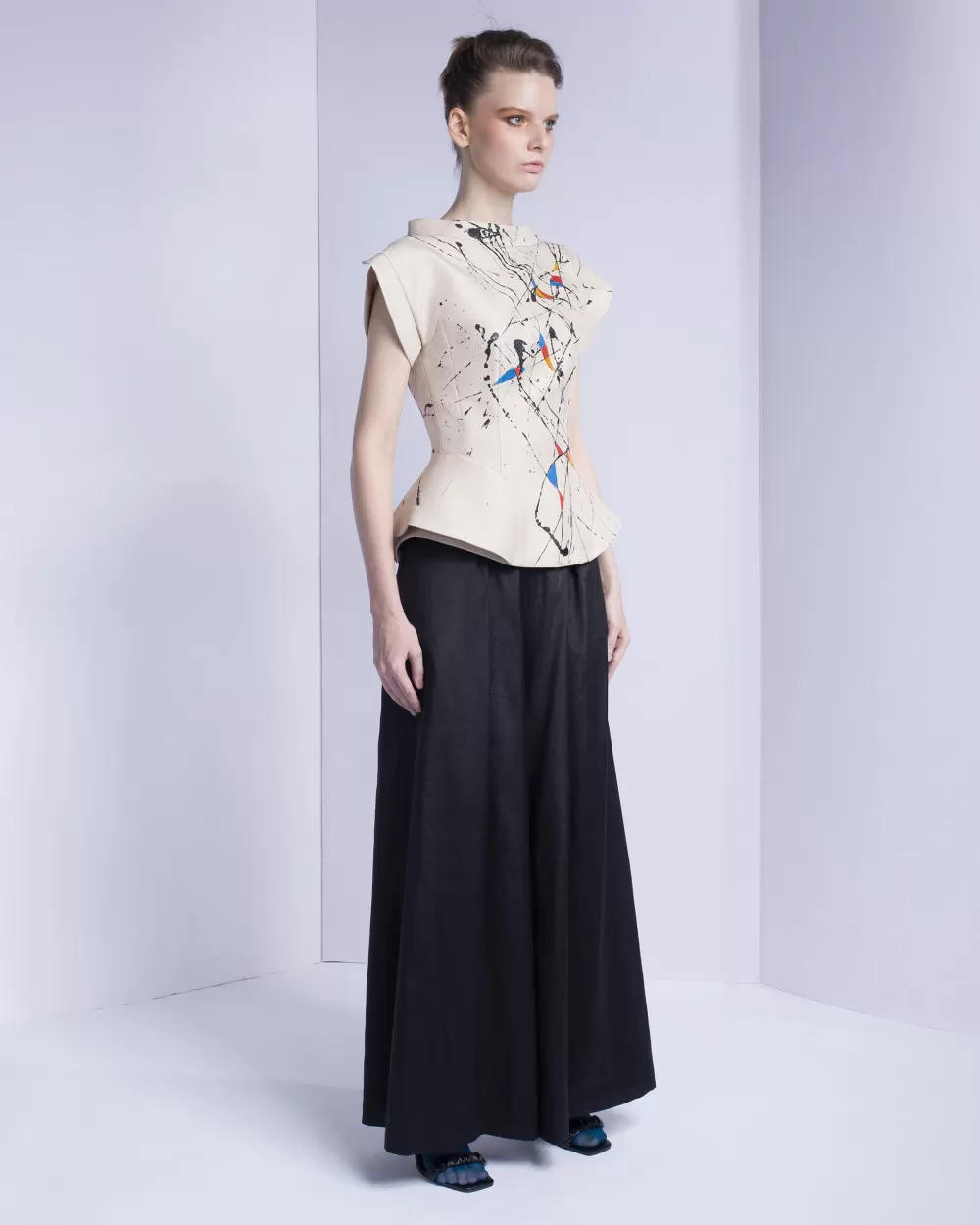 Woman Tiny Ink Tops | Beyond The Rule - Cream Peplum Top