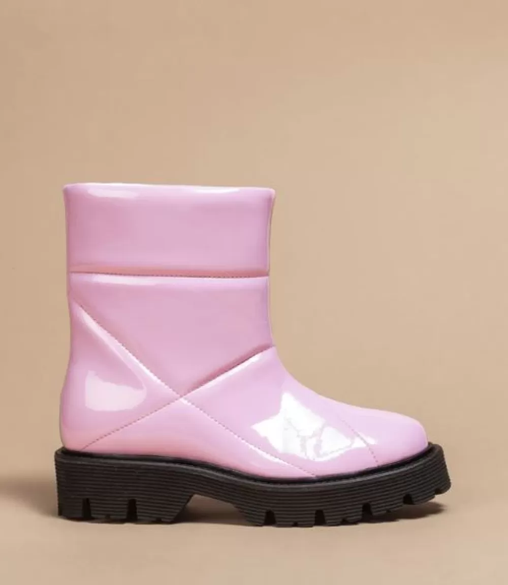 Woman O2monde Shoes | Damu Quilted Patent Vegan Bootie Lilac