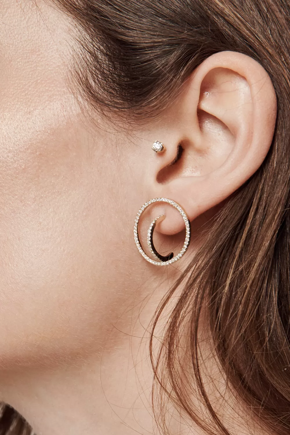 Woman KBH Fine Jewelry | Diamond Orb Earrings In Yellow Gold
