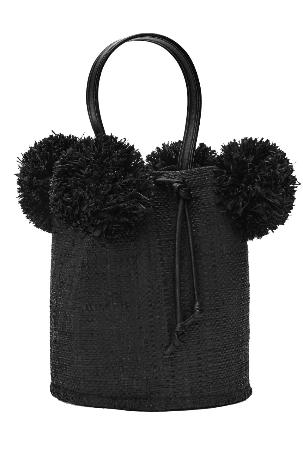 Woman Edun Bags | Raffia Mini Pom Pom Bag In Black