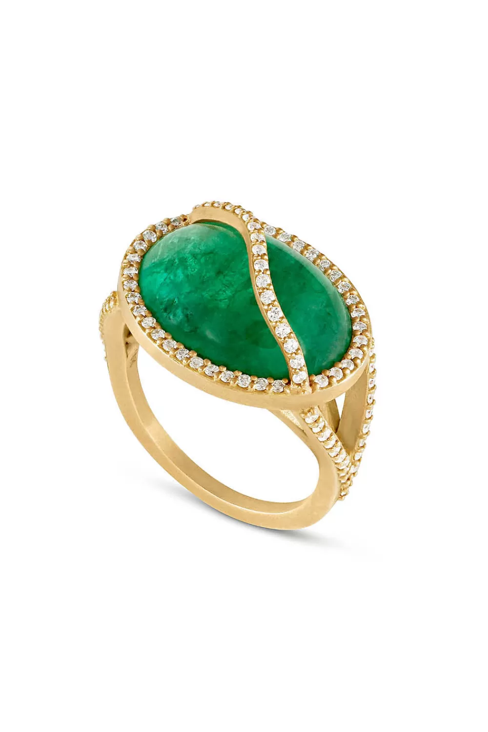 Woman Sandy Leong Fine Jewelry | Emerald Cage Ring With Diamond Pave