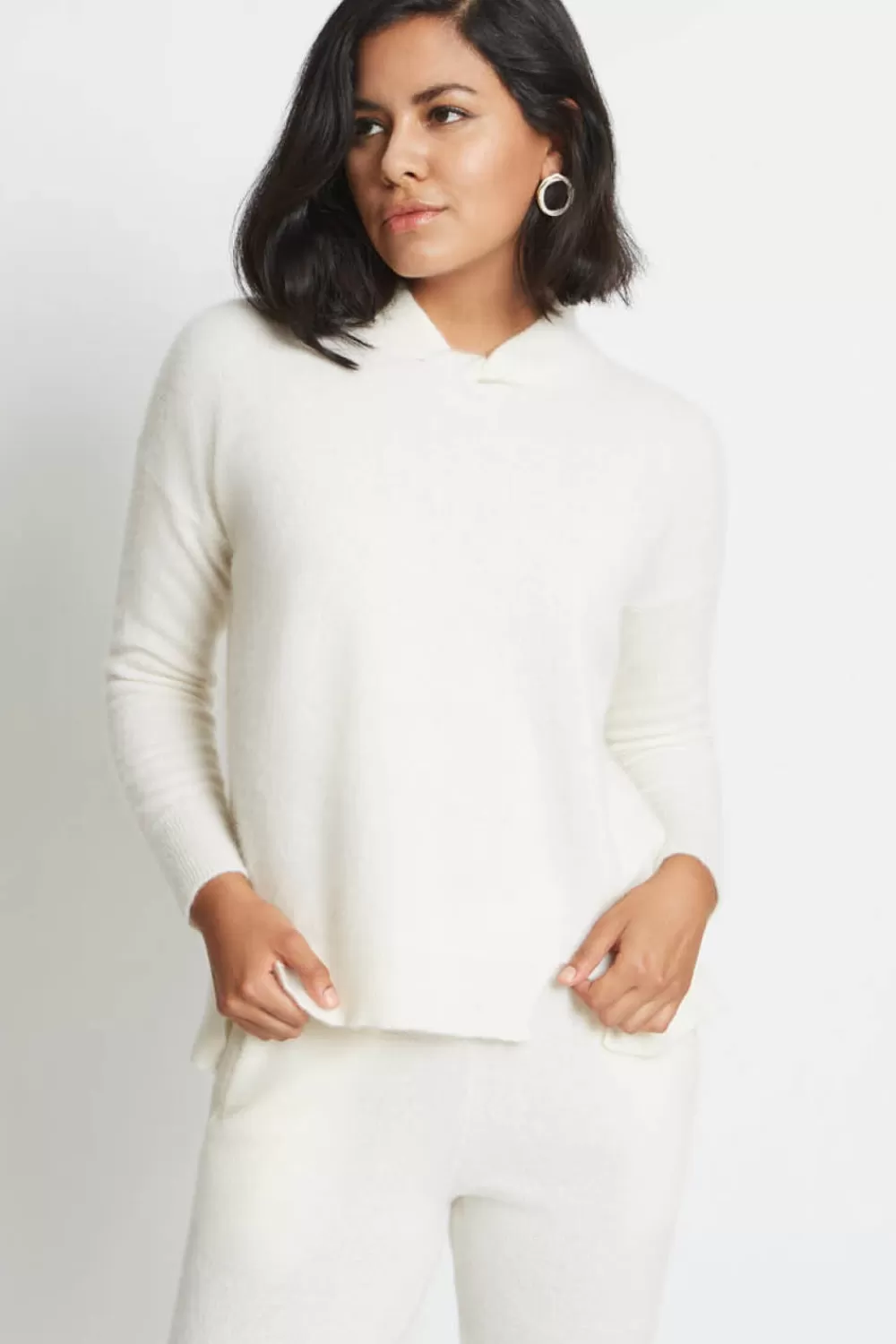 Woman Santicler Knitwear | Farah Twist Neckband Cashmere Sweater In Sugar