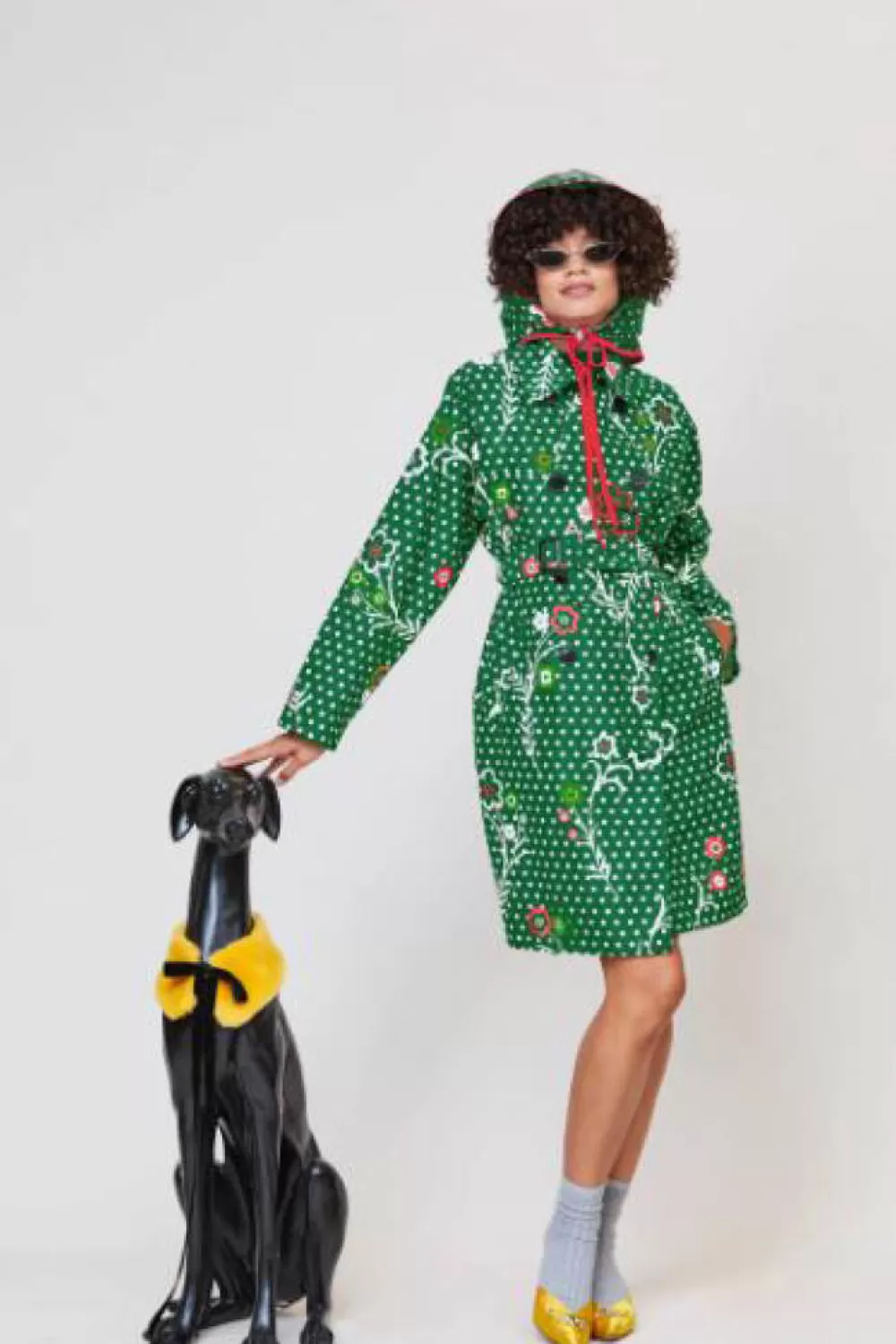 Woman Maison Atia Coats | Floral Raincoat Green