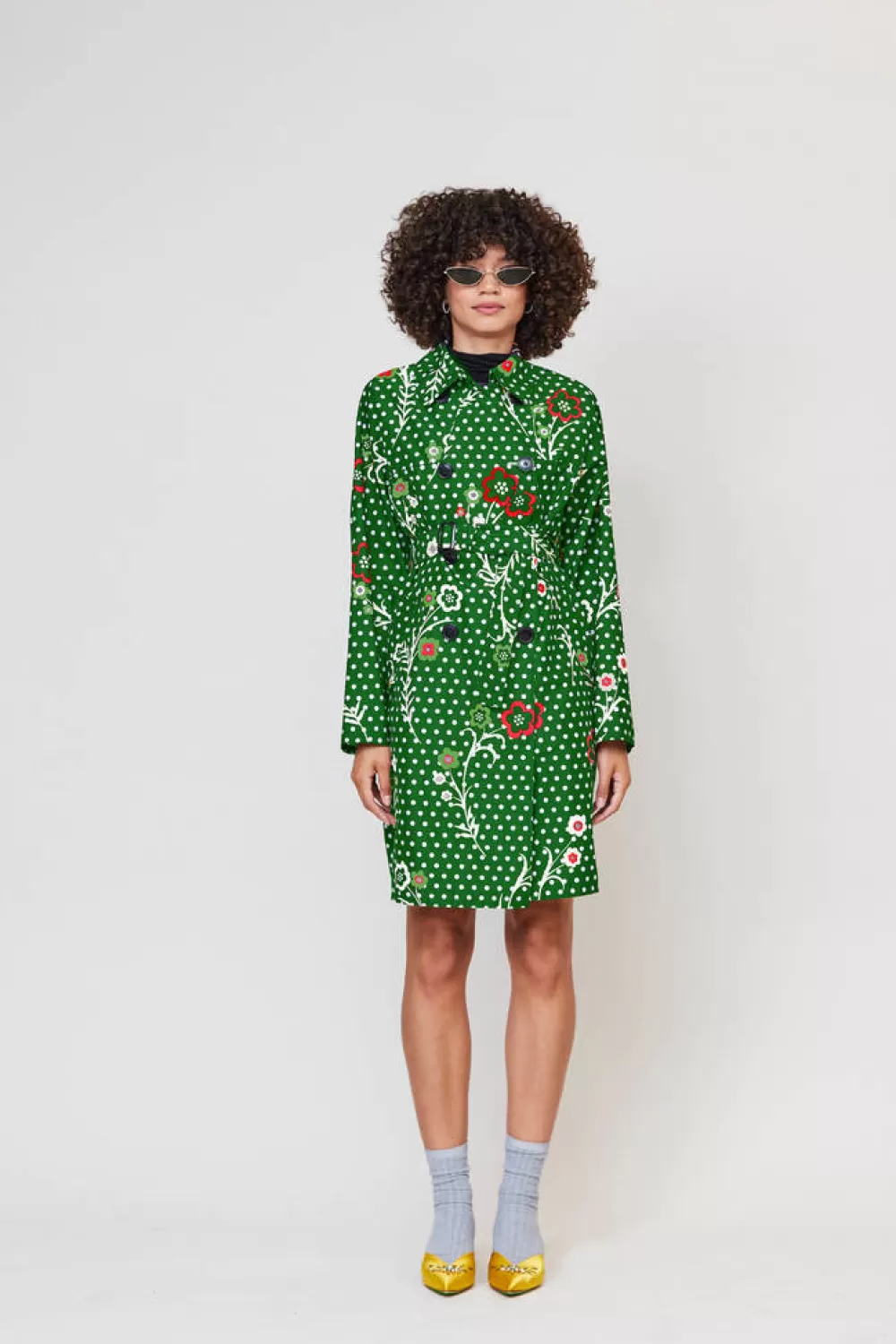 Woman Maison Atia Coats | Floral Raincoat Green