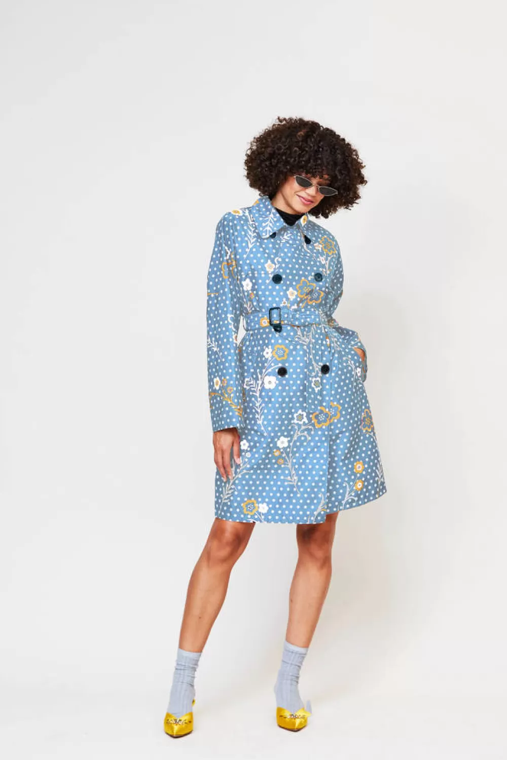 Woman Maison Atia Coats | Floral Raincoat Light Blue