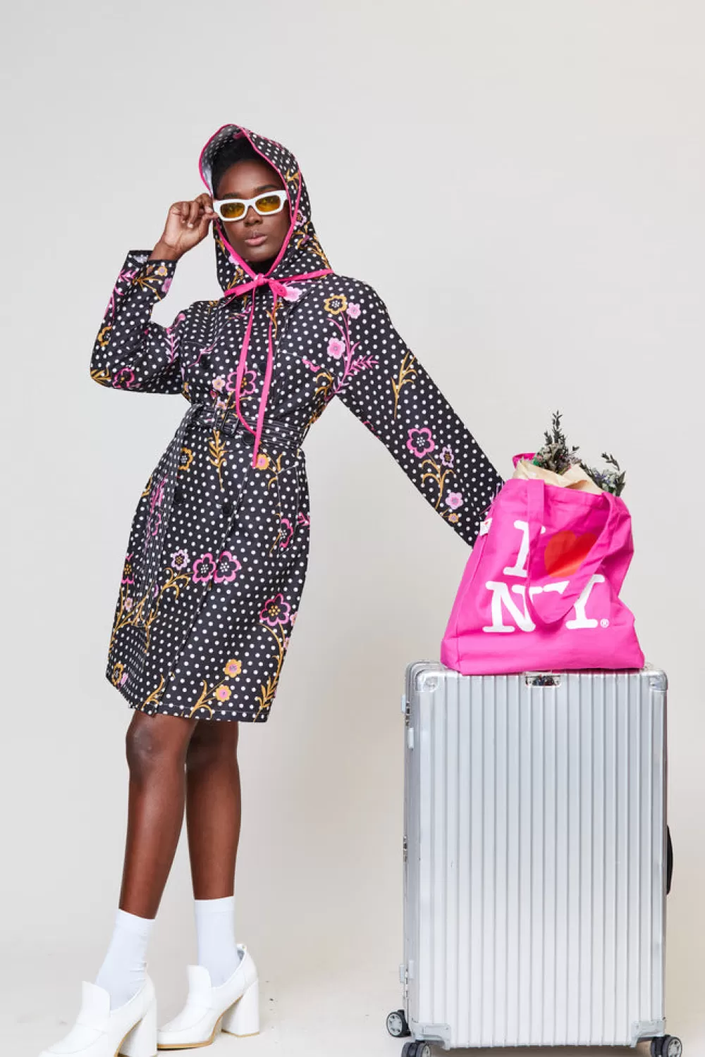 Woman Maison Atia Coats | Floral Raincoat Noir