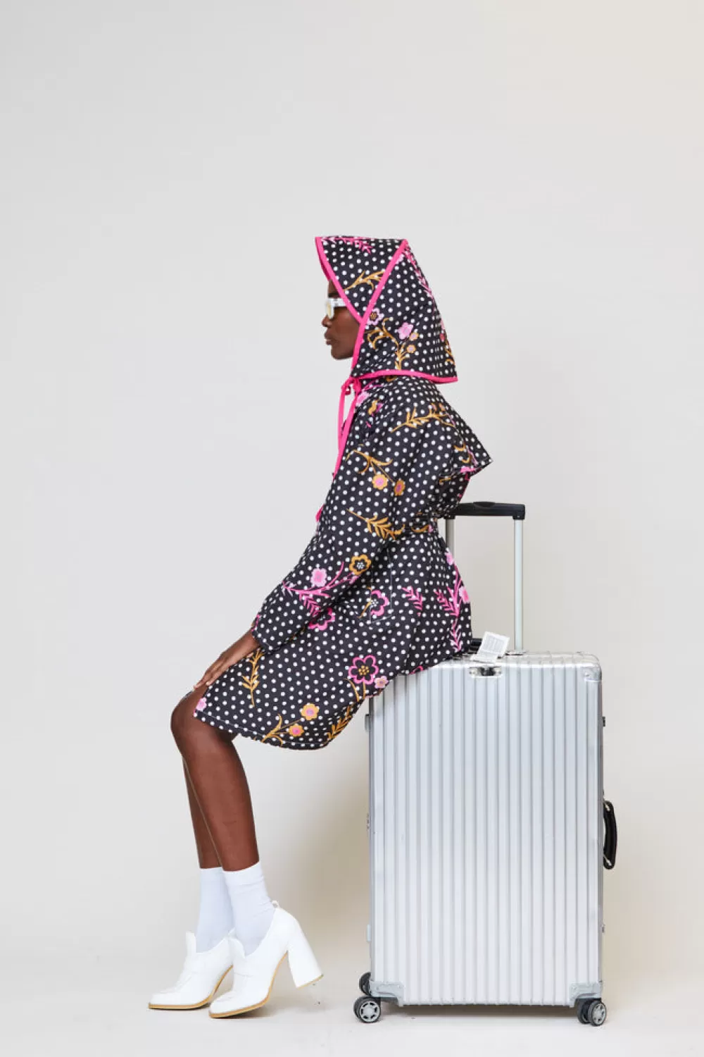 Woman Maison Atia Coats | Floral Raincoat Noir