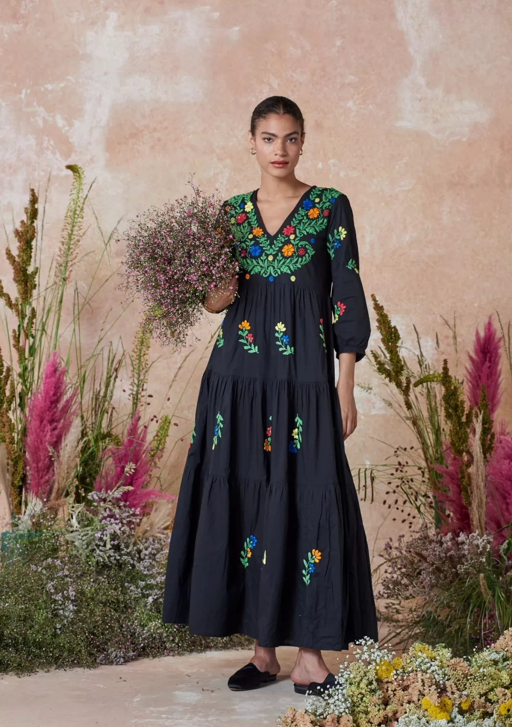 Woman Muzungu Sisters Dresses | Frangipani Dress Black With Multi