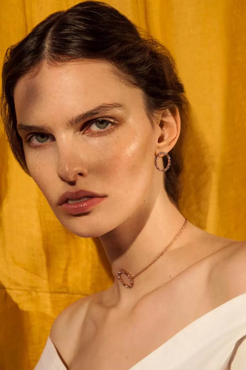 Woman Marlo Laz Fine Jewelry | Full Circle Choker In 14K Yellow Gold With Orange Sapphires & Turquoise