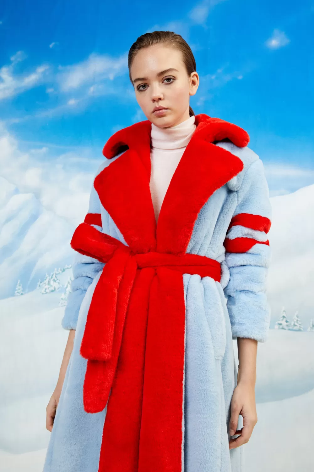 Woman Maison Atia Coats | Genevieve Coat Faux Fur In Rouge/Blue