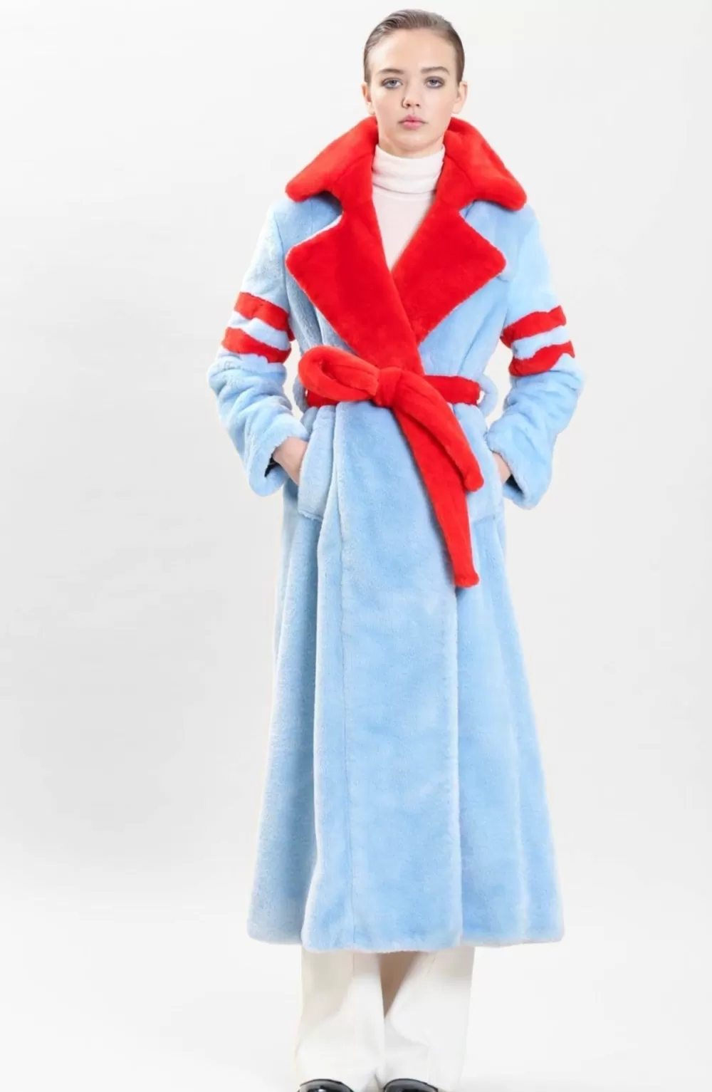 Woman Maison Atia Coats | Genevieve Coat Faux Fur In Rouge/Blue