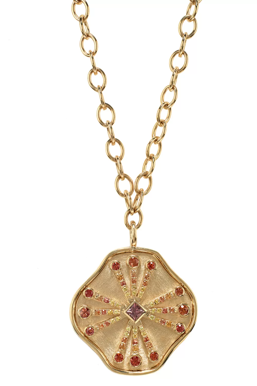 Woman Marlo Laz Fine Jewelry | Guiding Light Necklace In 14K Yellow Gold With Multicolored Sapphires