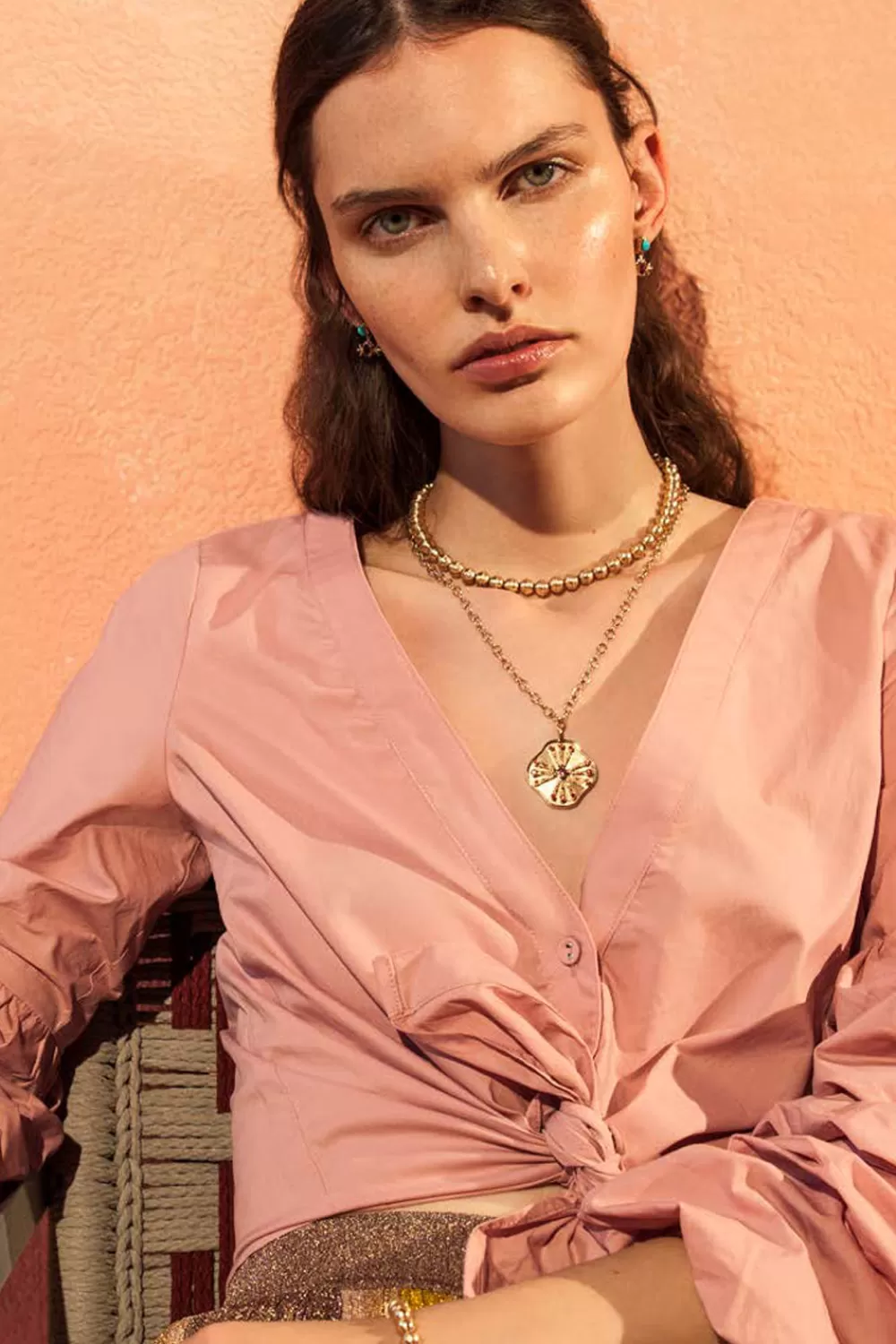 Woman Marlo Laz Fine Jewelry | Guiding Light Necklace In 14K Yellow Gold With Multicolored Sapphires