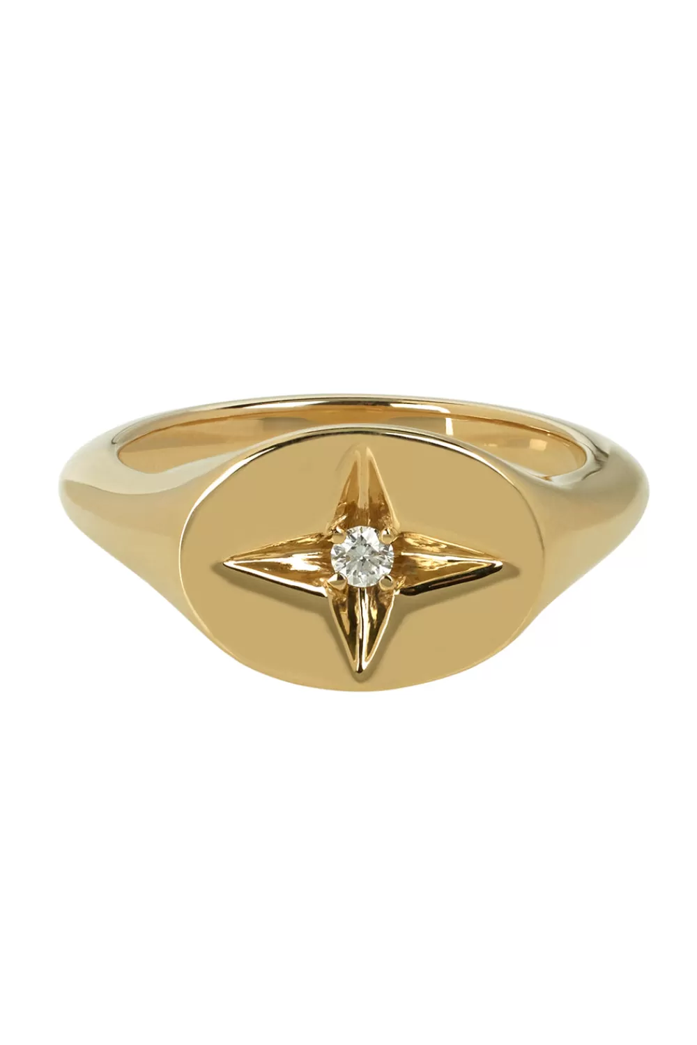 Woman Marlo Laz Fine Jewelry | Guiding Star Pinky Ring In 14K Yellow Gold With White Diamond