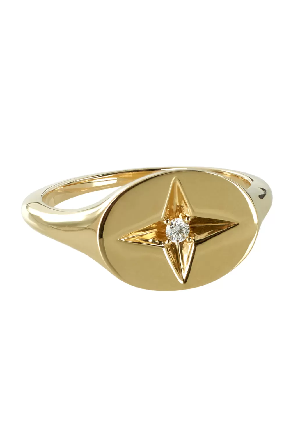 Woman Marlo Laz Fine Jewelry | Guiding Star Pinky Ring In 14K Yellow Gold With White Diamond