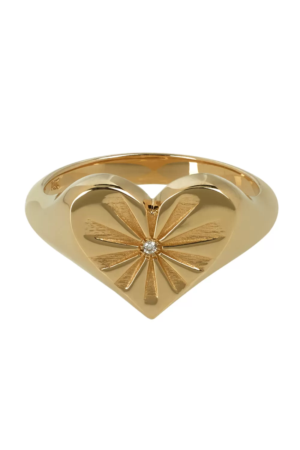 Woman Marlo Laz Fine Jewelry | Heart Pinky Yellow Gold Ring With White Diamond