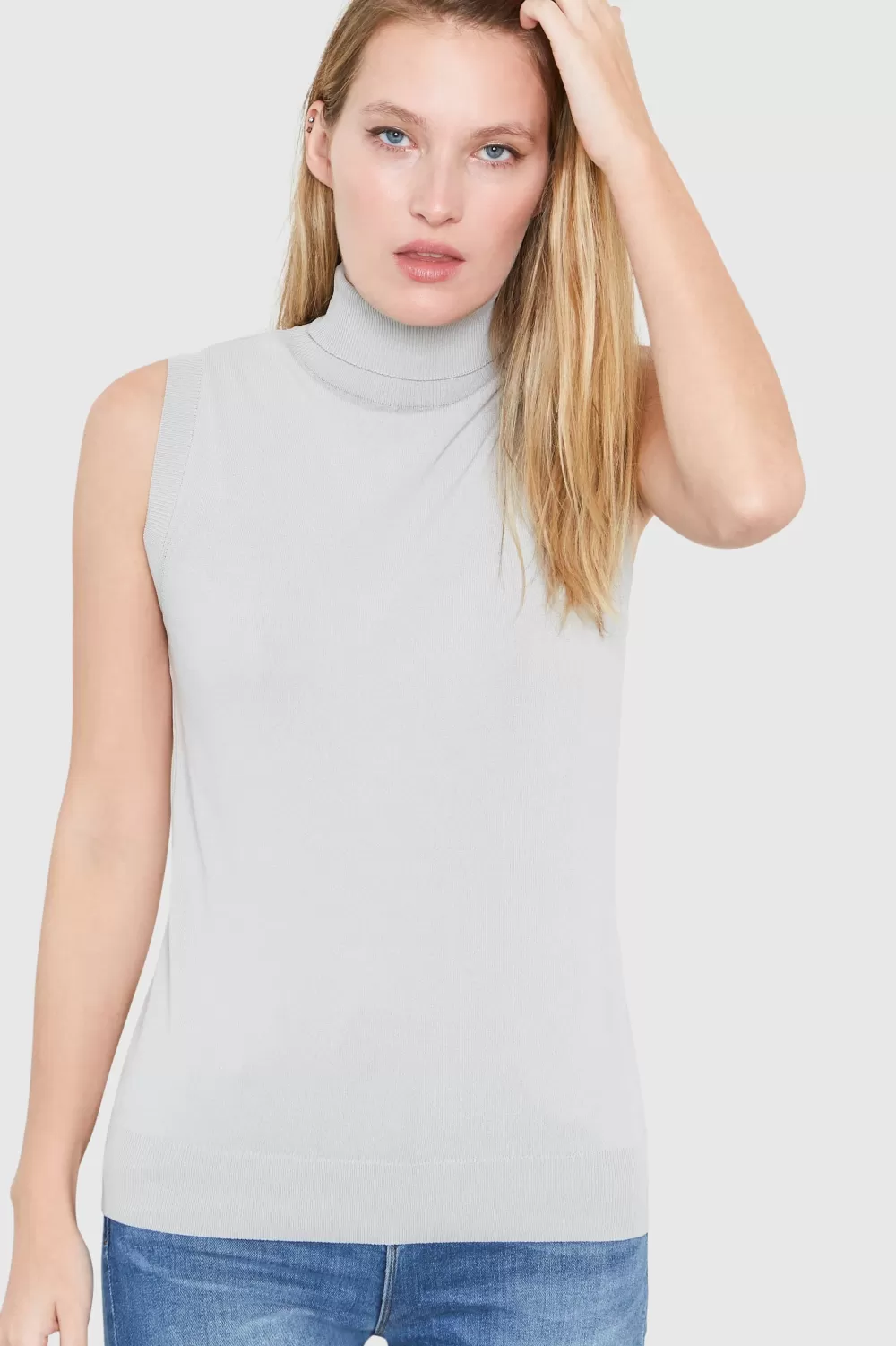 Woman Santicler Knitwear | Hepburn Sleeveless Viscose Sweater In Smoke