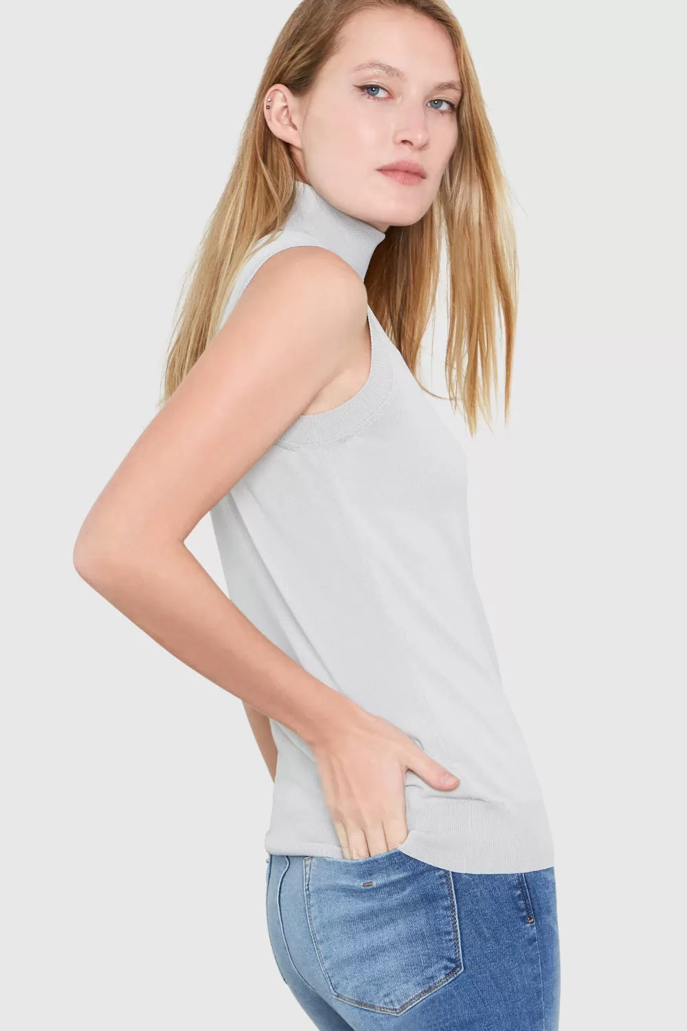 Woman Santicler Knitwear | Hepburn Sleeveless Viscose Sweater In Smoke