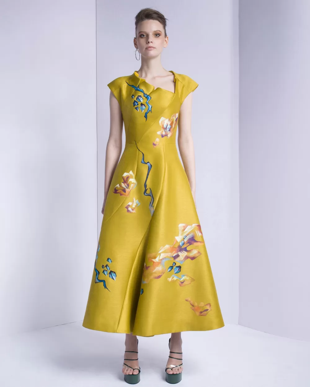 Woman Tiny Ink Dresses | In The Clouds - Asymmetrical Neck Midi Dress