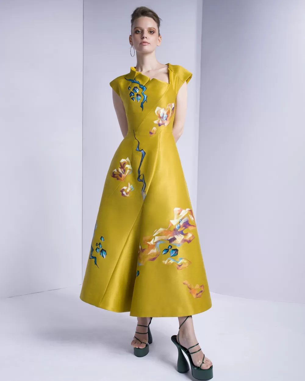 Woman Tiny Ink Dresses | In The Clouds - Asymmetrical Neck Midi Dress