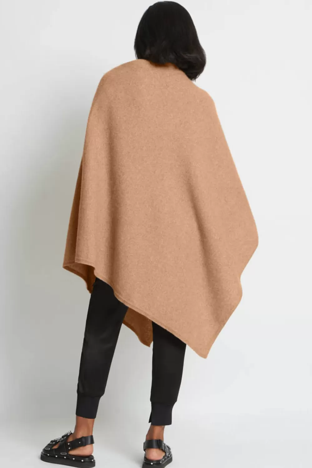 Woman Santicler Knitwear | Jenica Cashmere Poncho In Caramel