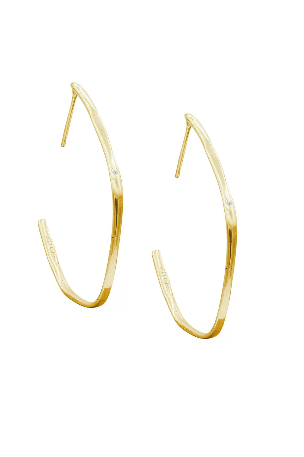 Woman Ali Grace Fine Jewelry | Large White Diamond Organic Shaped Hoop Earrings
