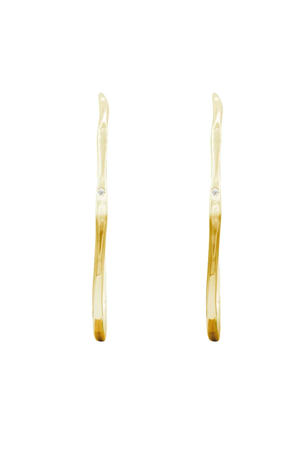 Woman Ali Grace Fine Jewelry | Large White Diamond Organic Shaped Hoop Earrings