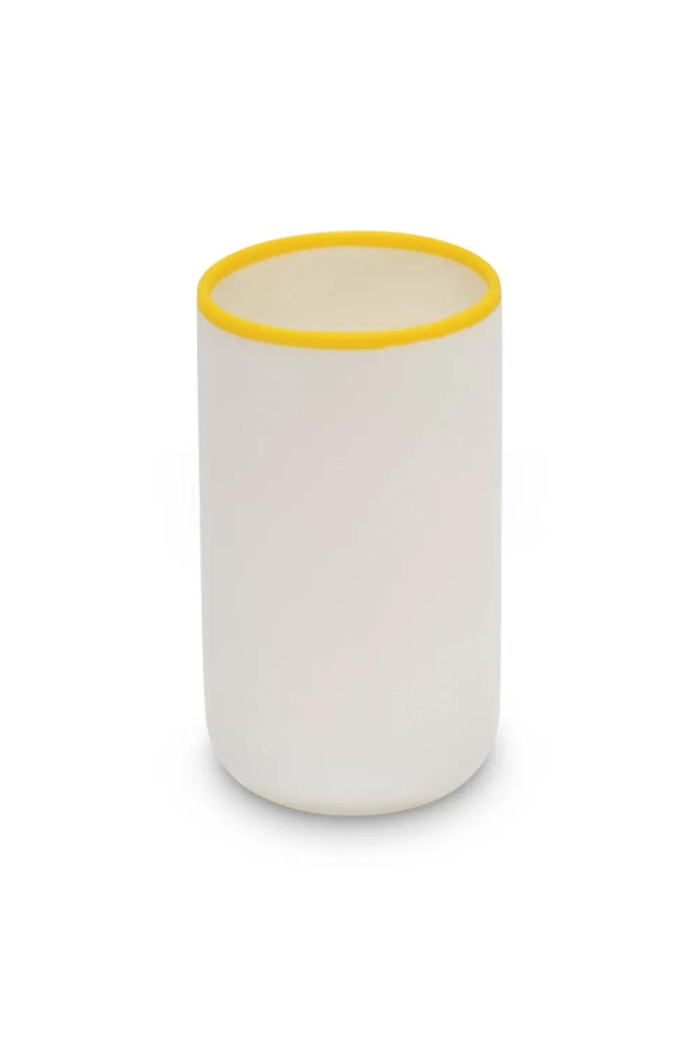 Woman Tina Frey Designs Furniture | Ligne Cylinder Vase In White With Sunshine Yellow Rim