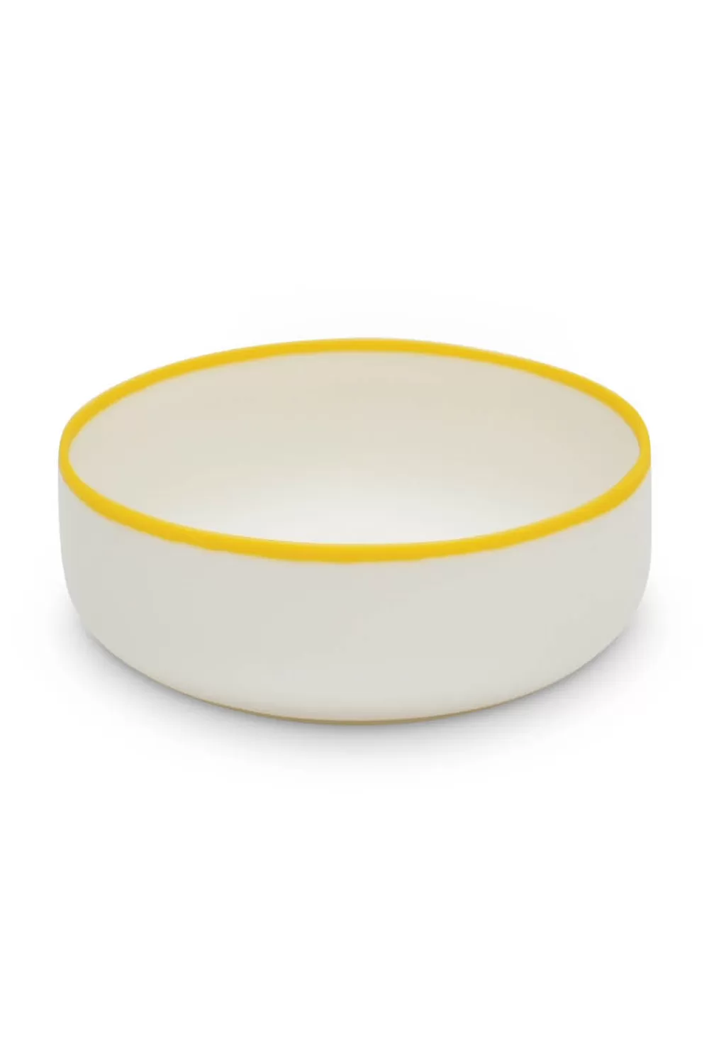Woman Tina Frey Designs Furniture | Ligne Medium Bowl In White With Sunshine Yellow Rim
