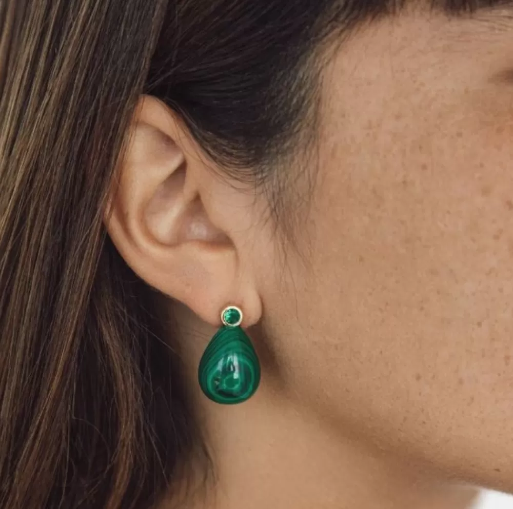 Woman Shashi Fine Jewelry | Malachite Drop Earring