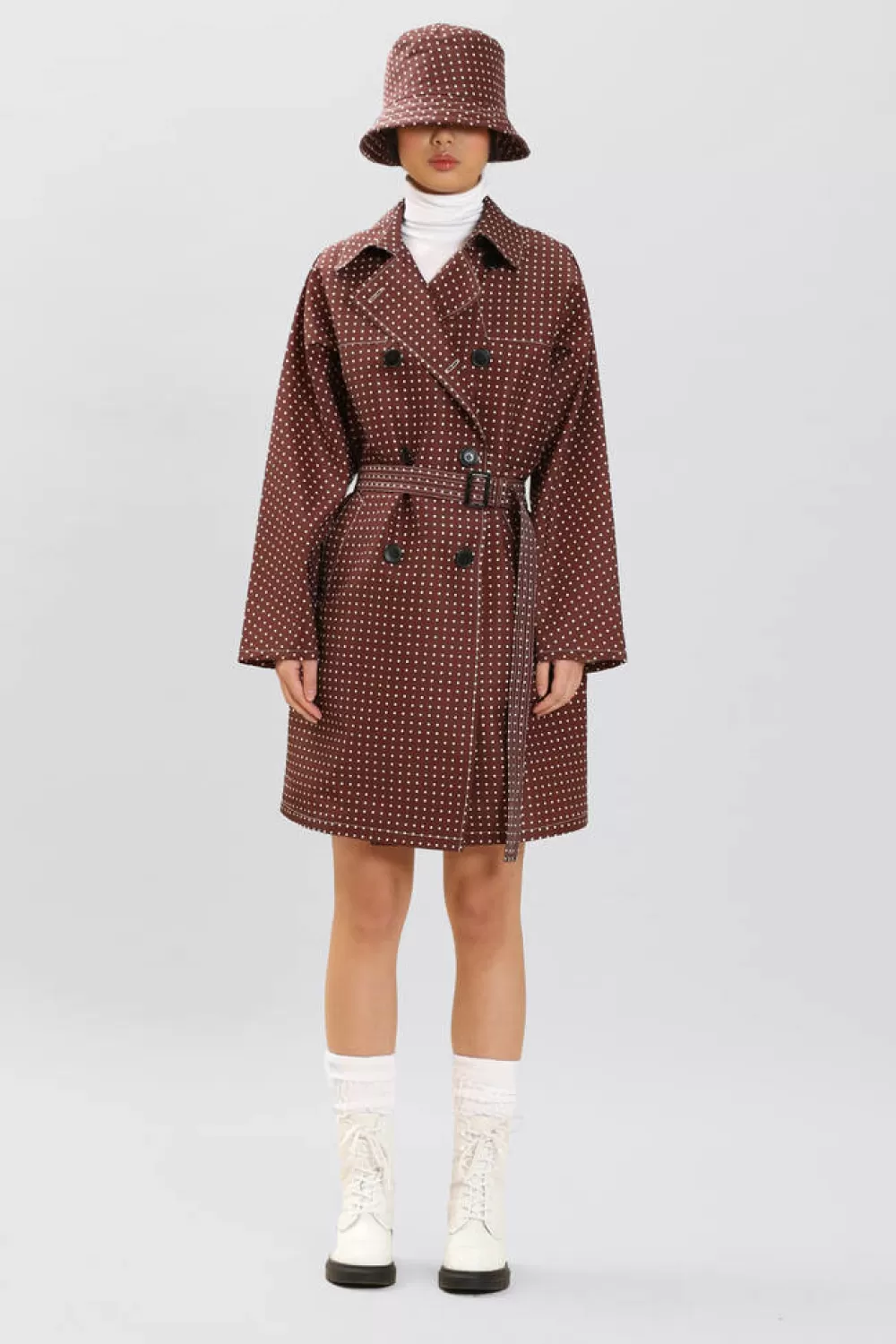 Woman Maison Atia Coats | Microdot Raincoat Chocolat