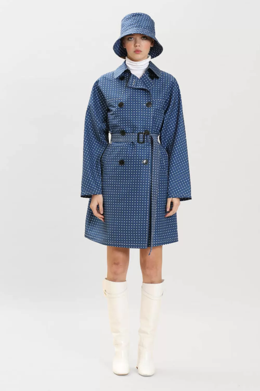 Woman Maison Atia Coats | Microdot Raincoat Navy