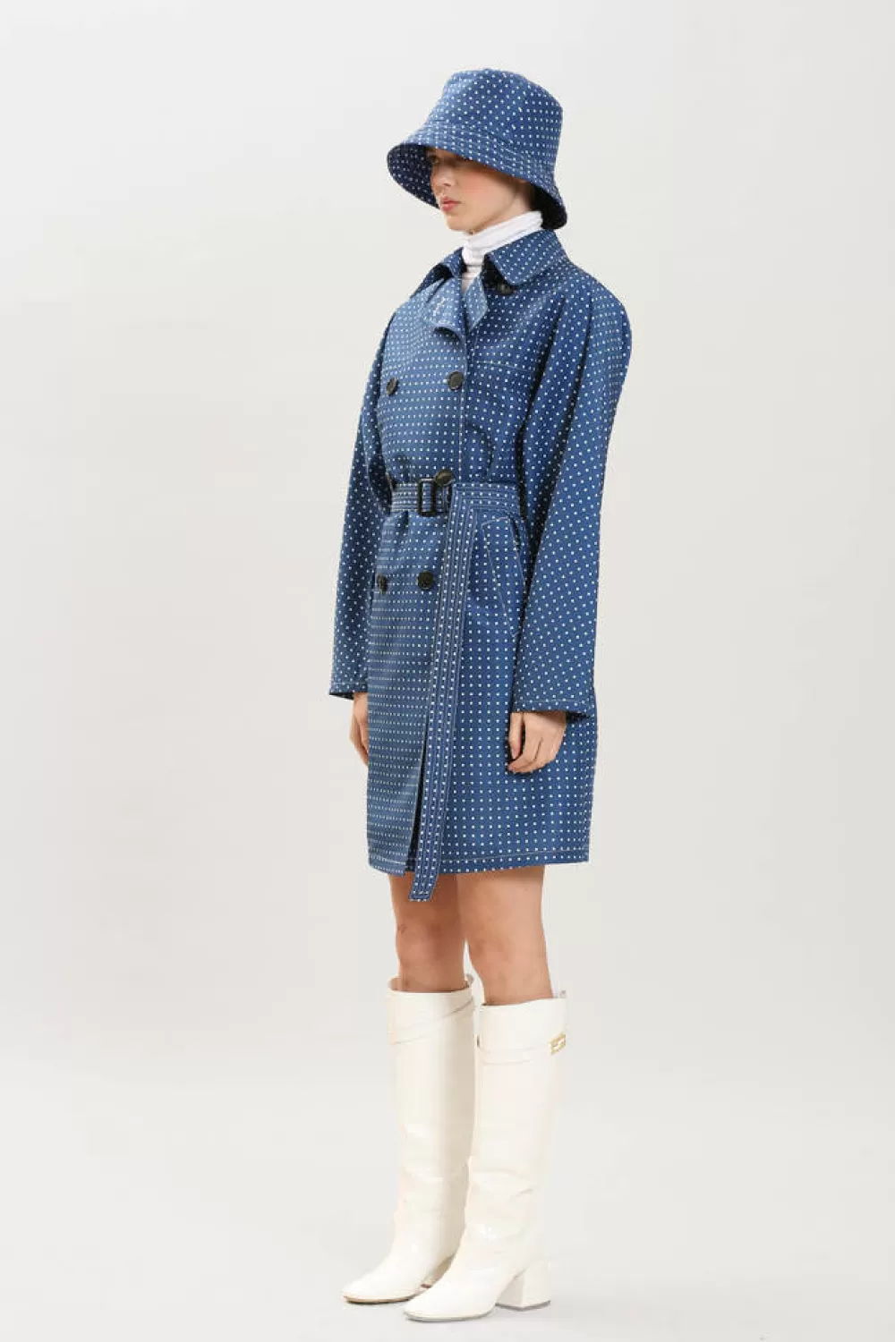Woman Maison Atia Coats | Microdot Raincoat Navy