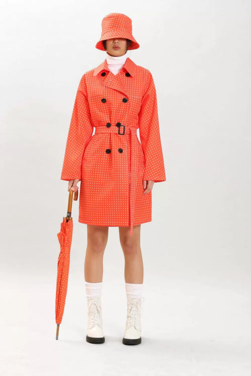 Woman Maison Atia Coats | Microdot Raincoat Orange