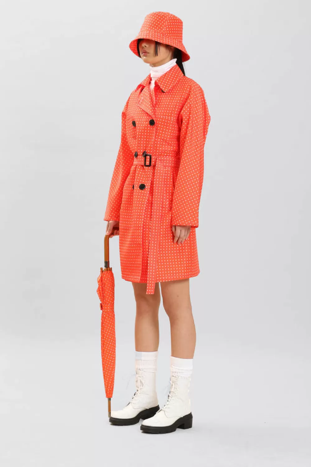 Woman Maison Atia Coats | Microdot Raincoat Orange