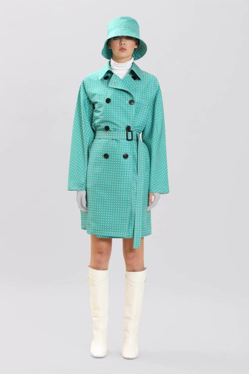 Woman Maison Atia Coats | Microdot Raincoat Teal