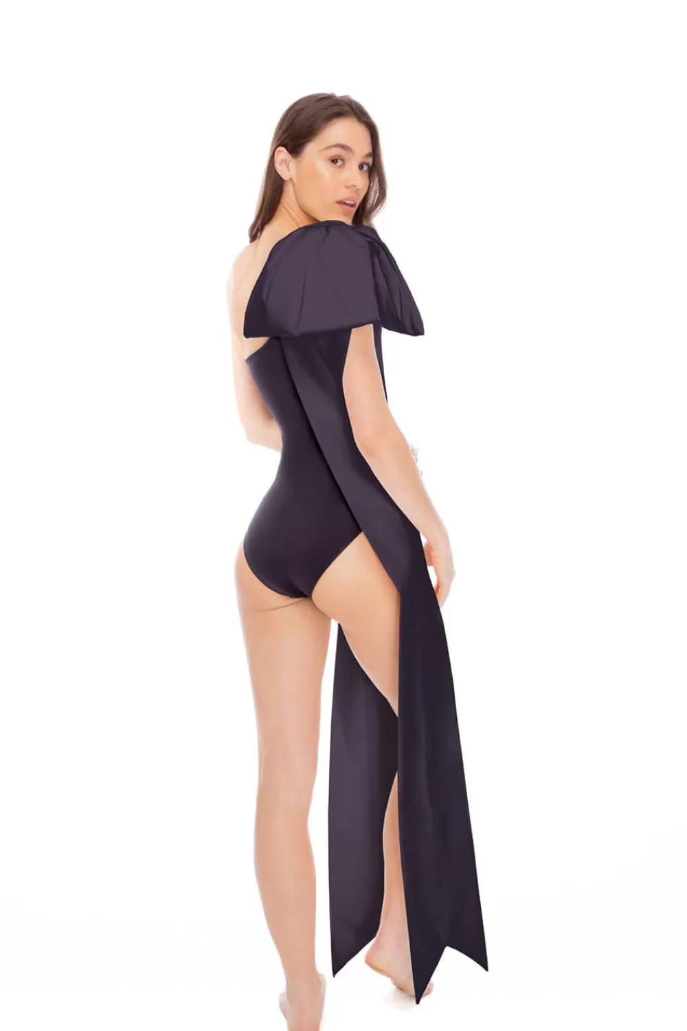 Woman Tabacaru Beachwear | Milly Swimsuit In Black With Black Bow