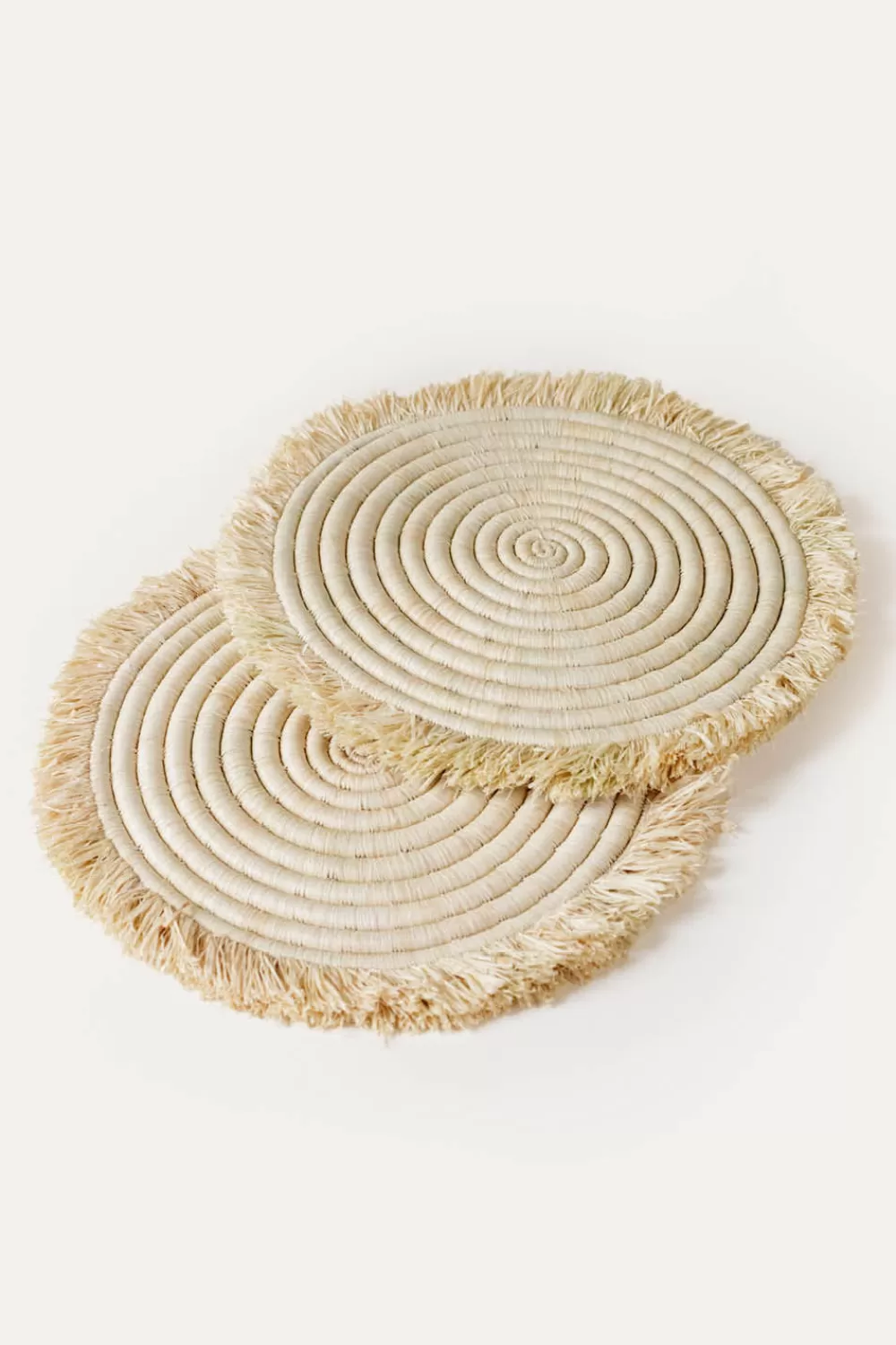Woman Indego Africa Furniture | Natural Raffia Fringe Placemat