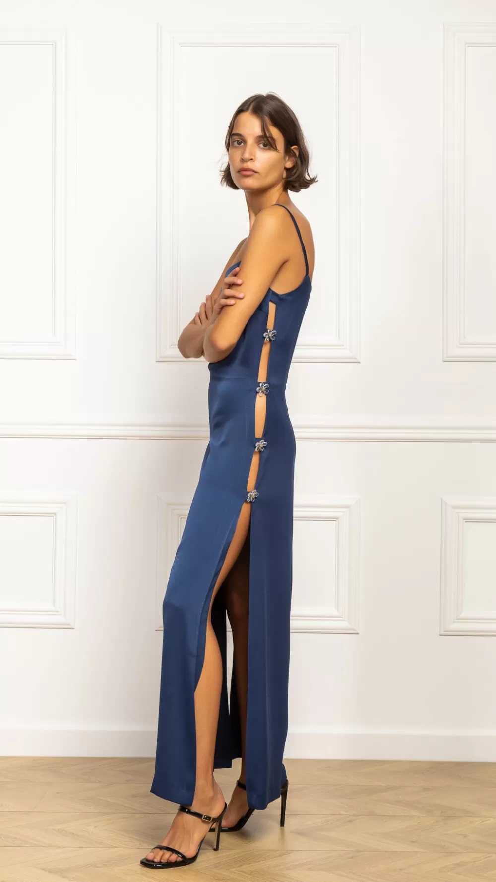 Woman Stefania Vaidani Dresses | Odysee Silk Maxi Dress Navy Blue