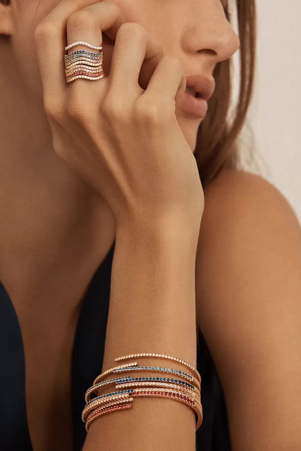 Woman Sandy Leong Fine Jewelry | Pale Pink Sapphire Wave Stack Ring