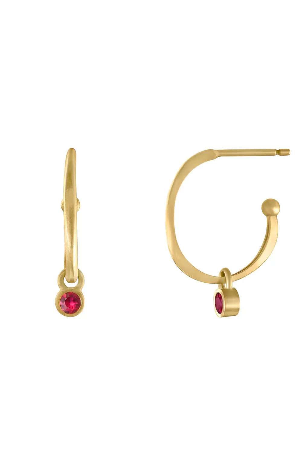 Woman Sandy Leong Fine Jewelry | Petite Halo Huggies With Ruby Charms