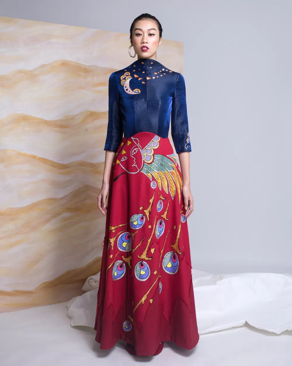Woman Tiny Ink Dresses | Phoenix-Painted Gown Dress
